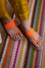 Peggy Fluoro Orange Kolhapuri Sandals