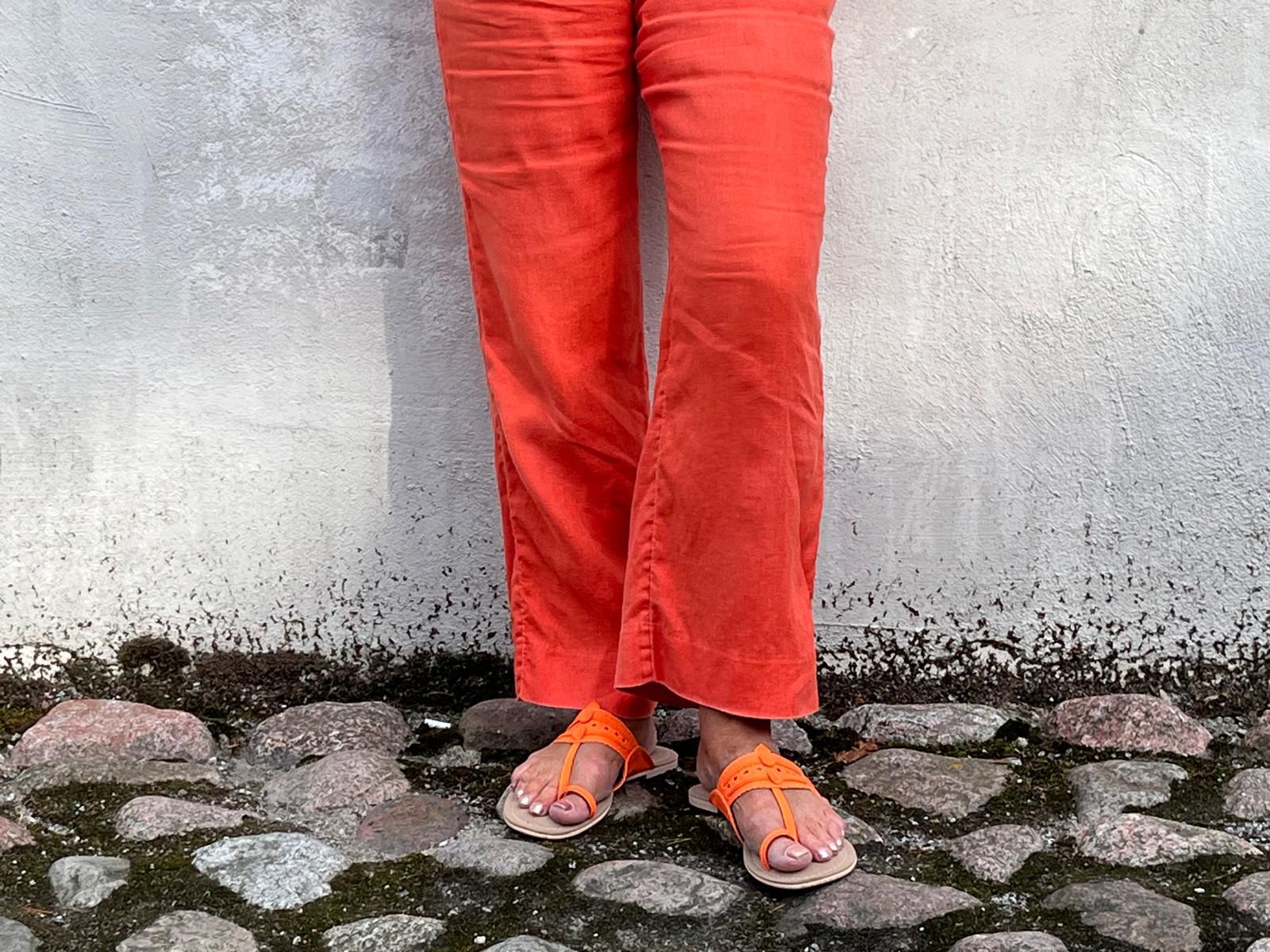 Peggy Fluoro Orange Kolhapuri Sandals