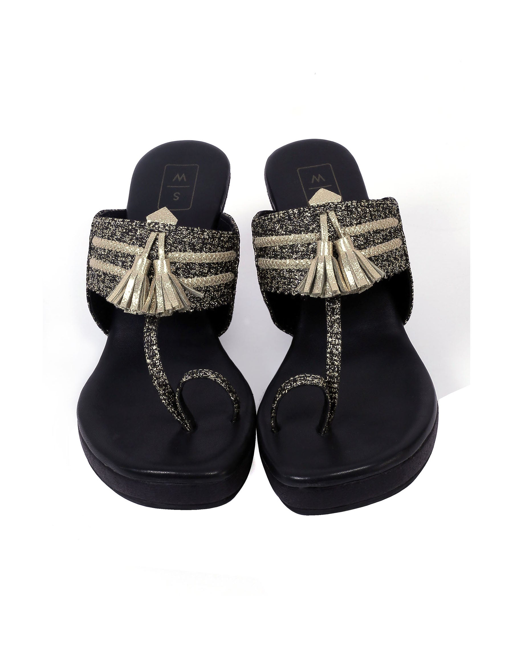 Raha Black Wedge Sandals