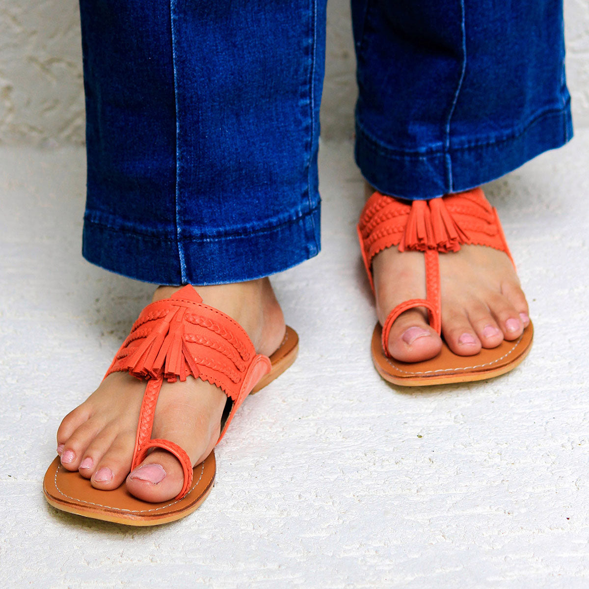 Ada Orange Kohlapuri Sandal