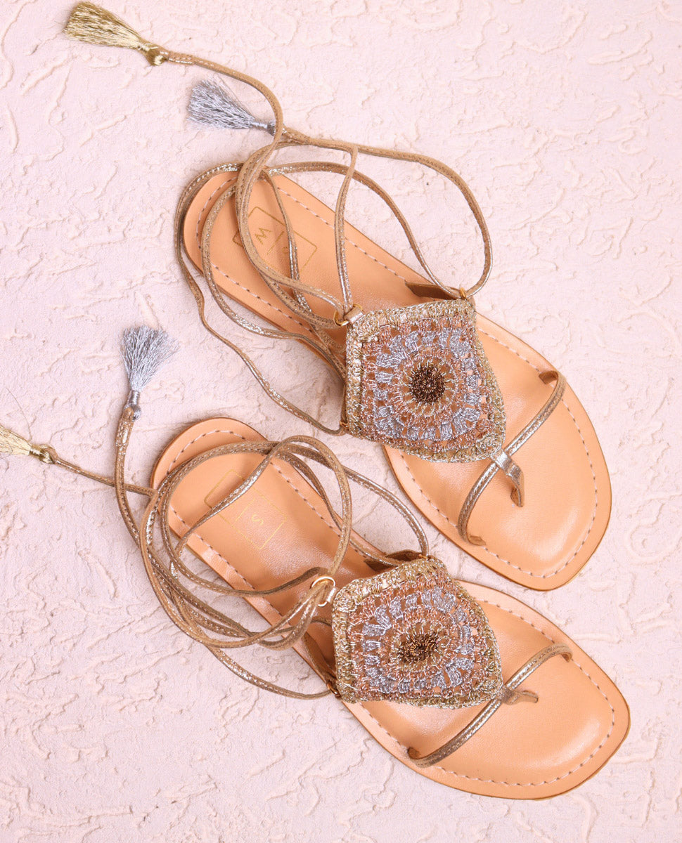 Gold Crystal Embellished Sandals