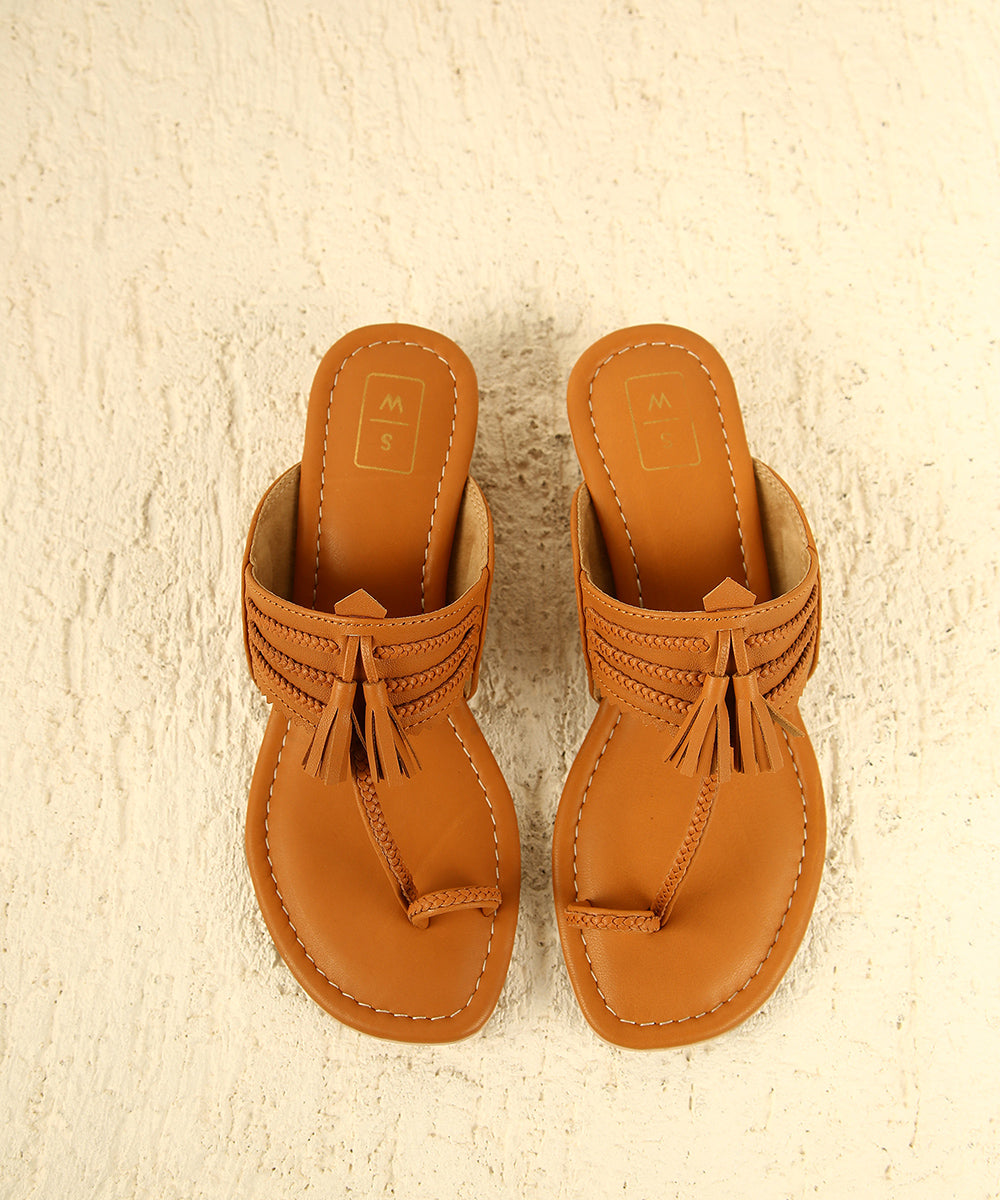 Bea Tan Small Heel Sandals