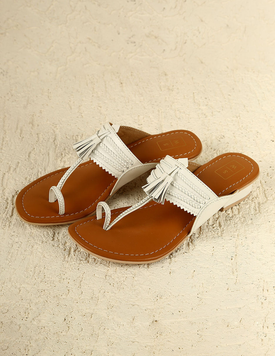 Bella White Small Heel Sandals