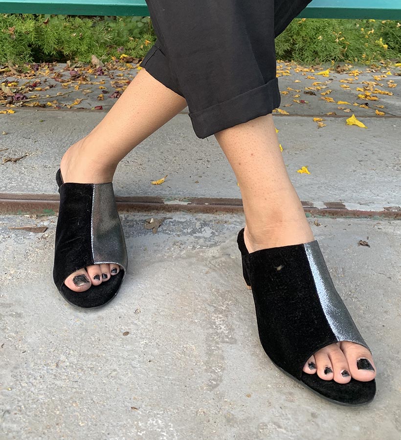 Lyla Black & Silver Heel Sandals
