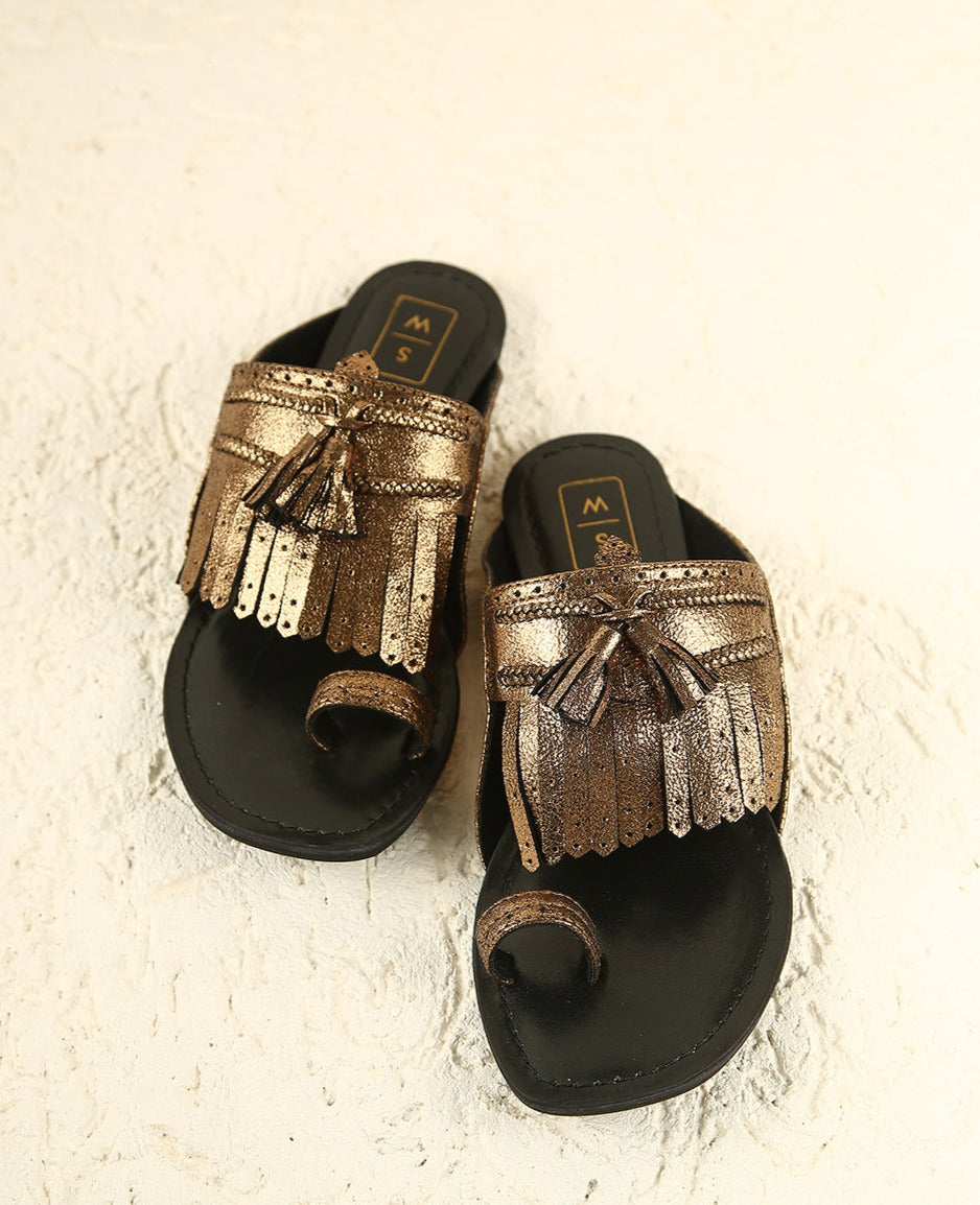 Lady Suzy Antique Gold Shimmer Sandals