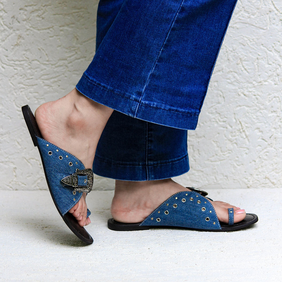 Cato Fashions | Cato Frayed Denim Bow Sandals