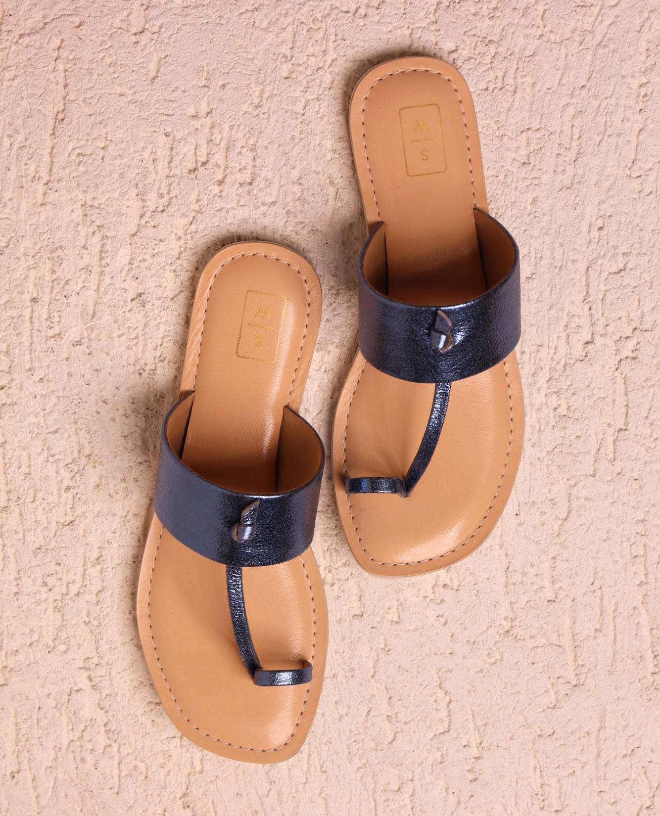 Nila Blue Metallic Flatform Sandals