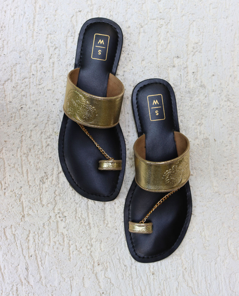 Shagufa Metallic Gold Sandals