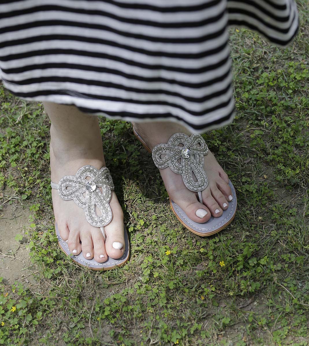 Farah Silver  Embroidery Sandals